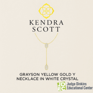 Kendra Scott Grayson Yellow Gold Y Necklace in White Crystal